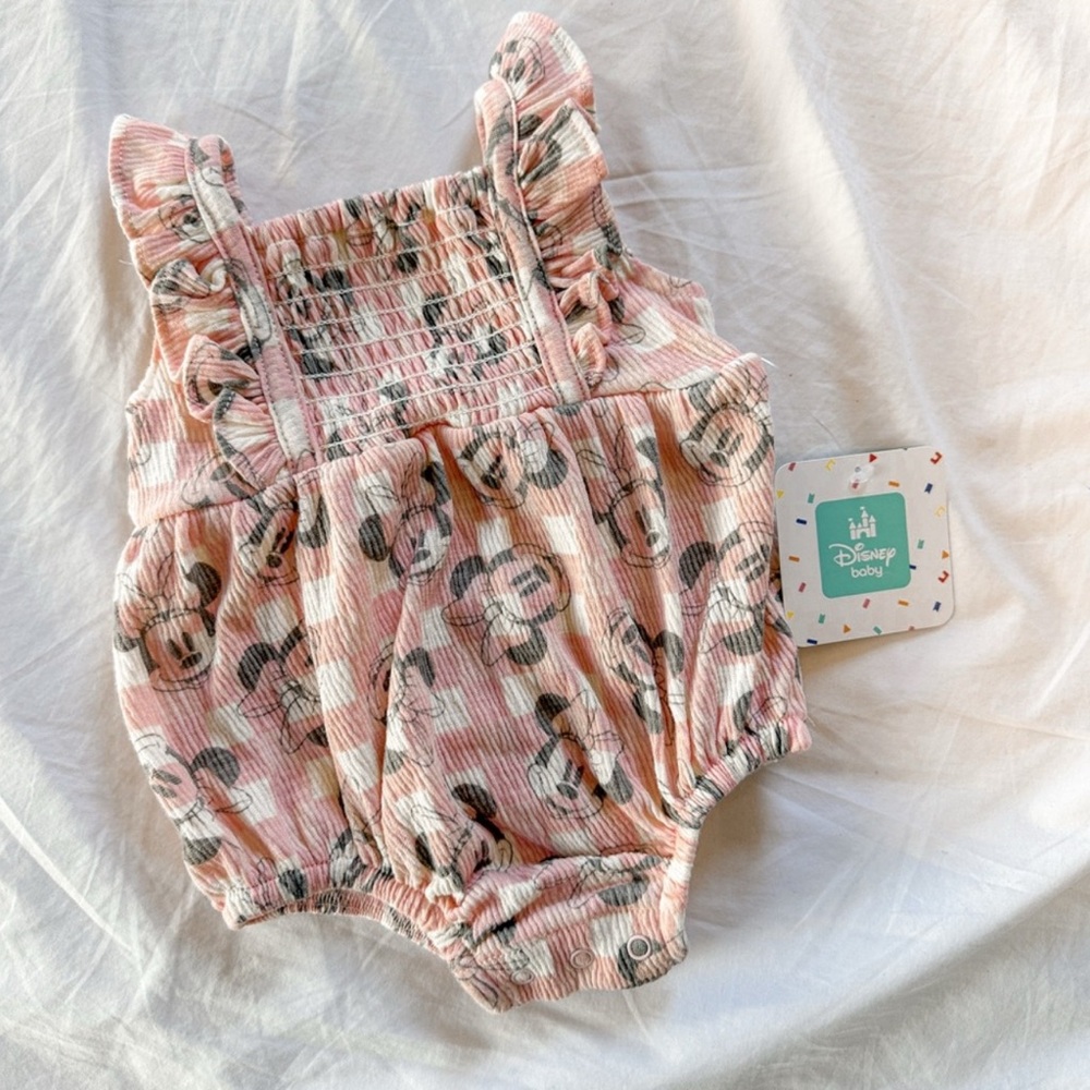 Disney Baby Minnie Mouse Bubble Romper Outfit 0-3 Months Pink